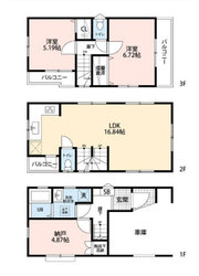 川崎市川崎区川中島１丁目　新築一戸建て　1号棟　4,880万円　 建物画像1