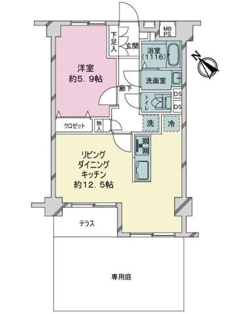 砧フラワーマンション 1階 間取り図