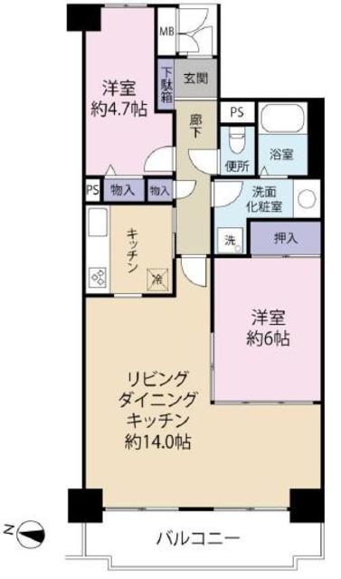 東大島ファミールハイツ1号館 2階 間取り図