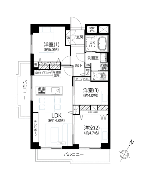 向島パークハイツ 7階 間取り図