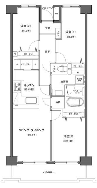 東大島ファミールハイツ1号館 7階 間取り図