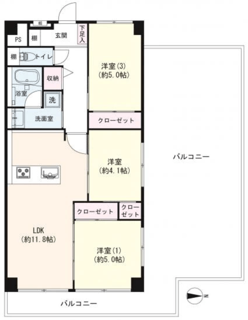 南六郷ビューハイツ 5階 間取り図