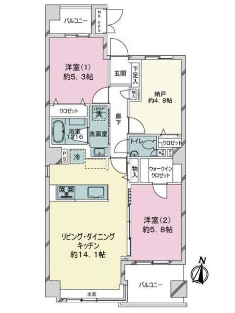 中野富士見町パークハウス 3階 間取り図