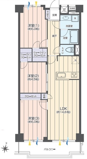多摩川ハウス 8階 間取り図