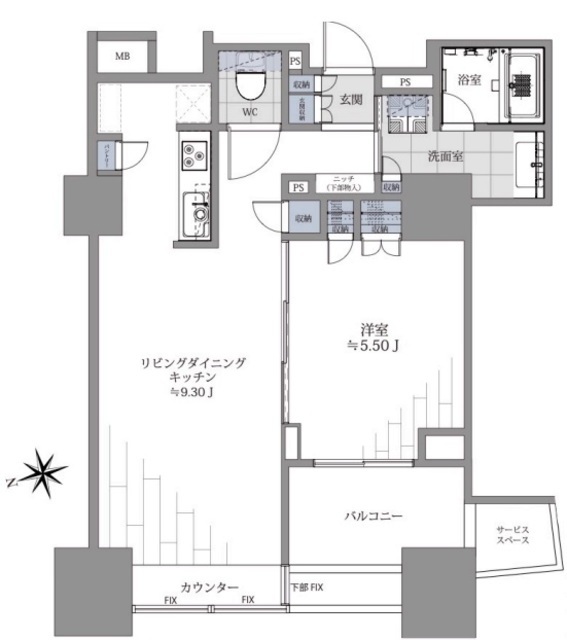 新宿山吹アインスタワー 21階 間取り図