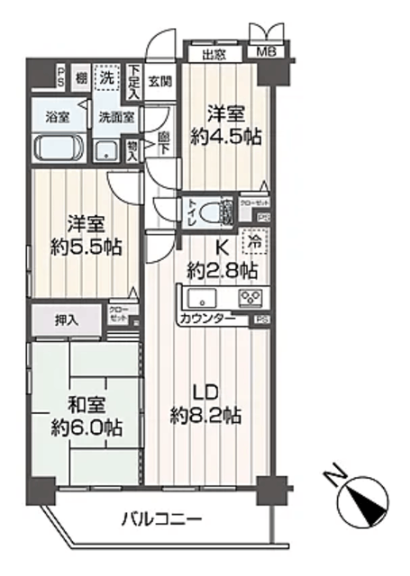 セザール大塚ガーデン 4階 間取り図