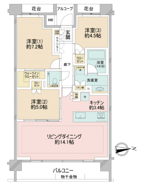 アトラス中野南台 4階 間取り図