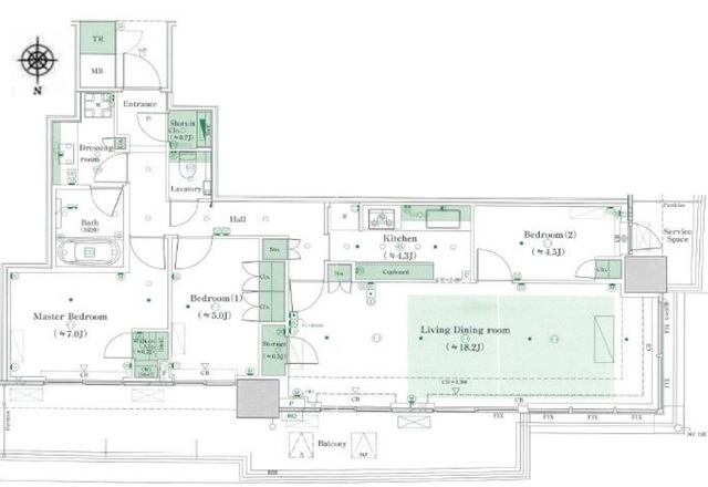 パークタワー晴海 43階 間取り図