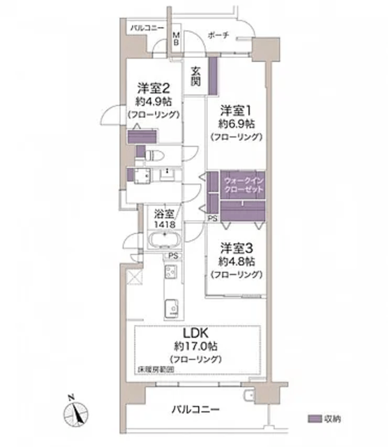 コスモ東陽町シティフォルム 11階 間取り図