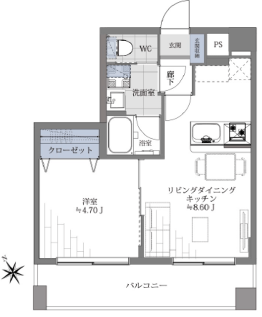 グランステューディオ新中野 3階 間取り図