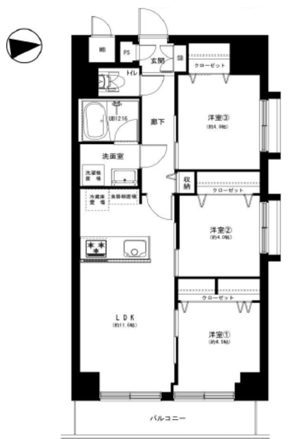 ビレッタ仲六郷 6階 間取り図