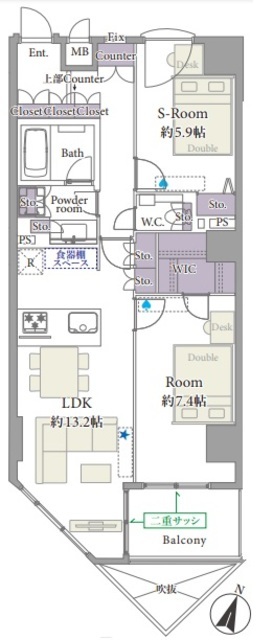 リシェ広尾 6階 間取り図