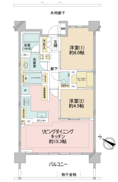 リストレジデンス用賀 6階 間取り図