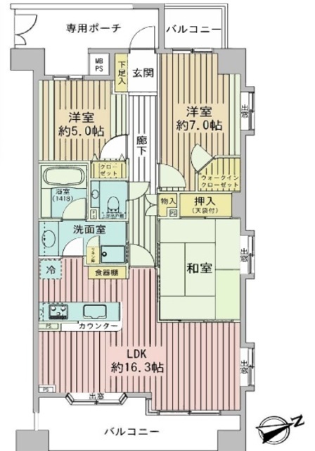 ライオンズスクエア小石川後楽園 3階 間取り図