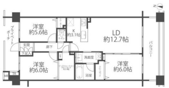 クレストフォルム東京ビューフォート 2階 間取り図