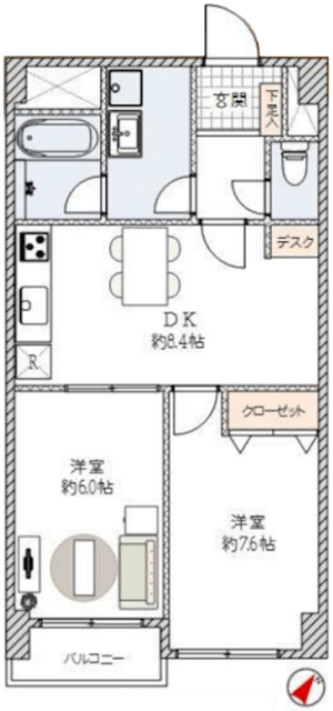 ライオンズマンション駒込第2 7階 間取り図