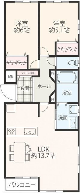 エクレール鵜の木 1階 間取り図