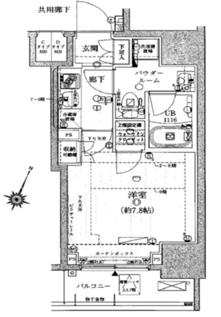 メインステージ三田アーバンスクエア 5階 間取り図