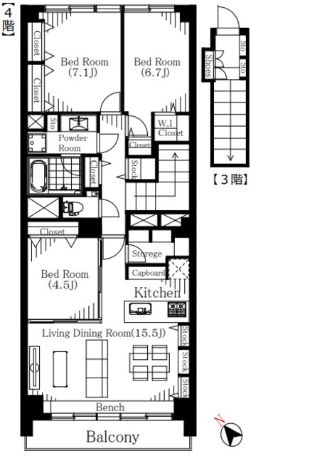 目黒台マンション 4階 間取り図