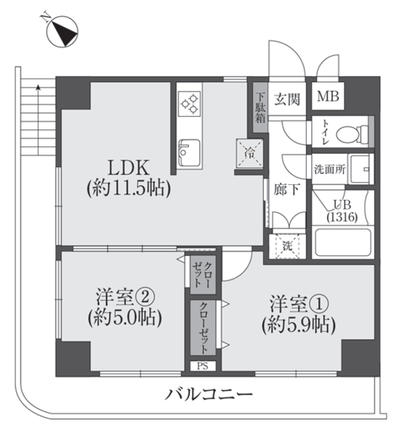 秀和新川アネックス 4階 間取り図