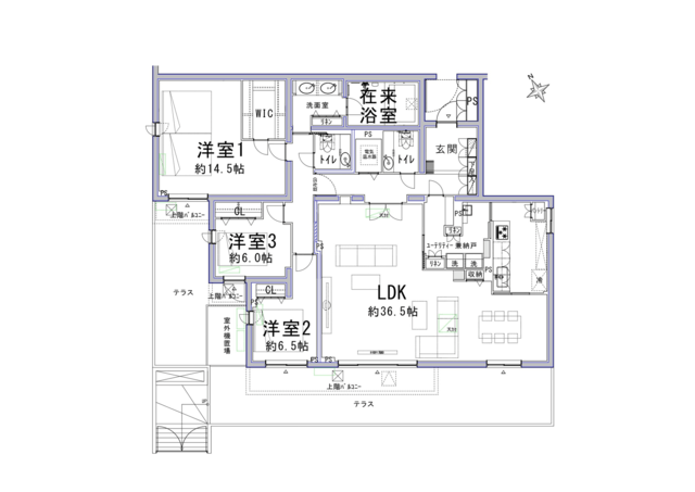 エクセラーアビタ四谷 1階 間取り図