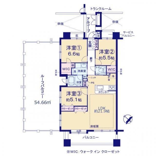 南雪谷ハイライズ 8階 間取り図