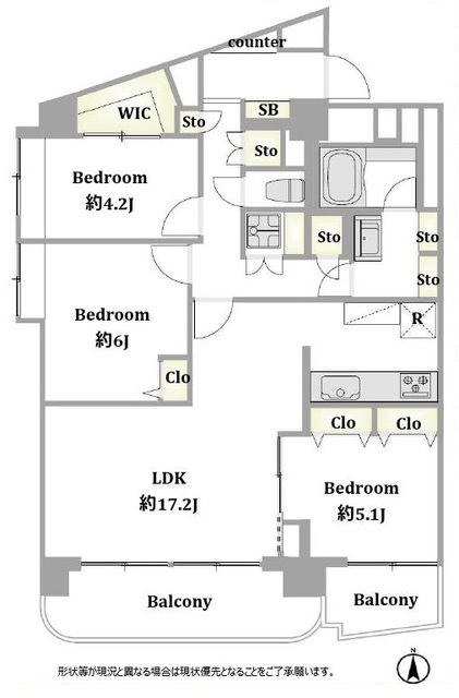 グランドマンション野方 13階 間取り図