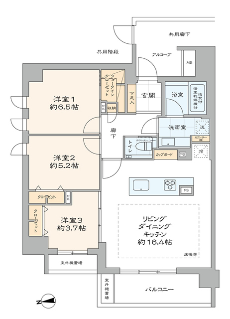 プラウド神楽坂イースト 7階 間取り図