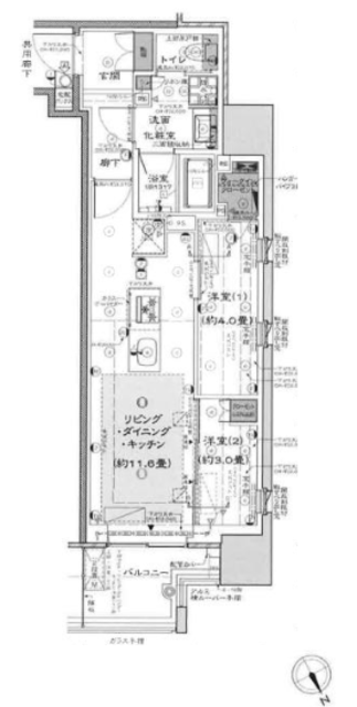 プラウド五反田 13階 間取り図