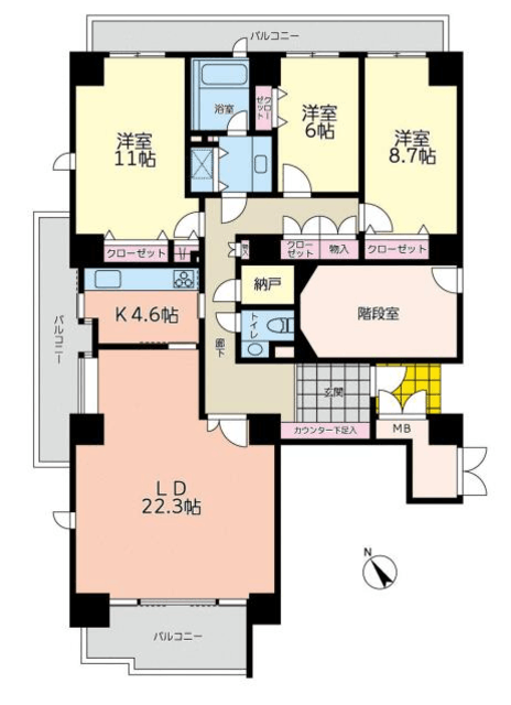 パークハウス多摩川南参番館 4階 間取り図