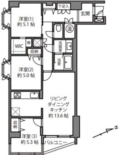 パレ二子玉川 3階 間取り図