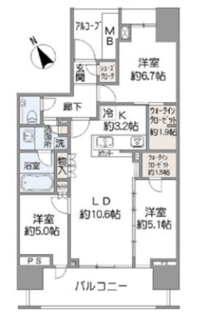 グランドメゾン江古田の杜 5階 間取り図