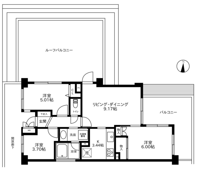 ヴェラハイツ緑道公園 5階 間取り図