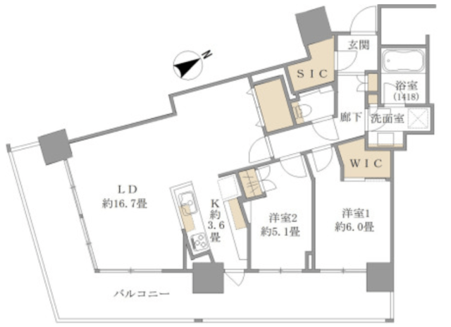 パークタワー東雲 42階 間取り図