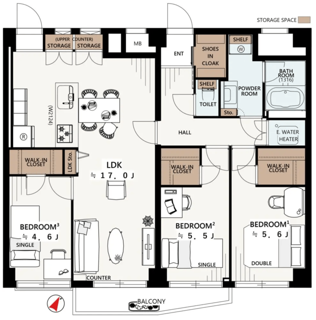 ライオンズマンション赤羽 5階 間取り図