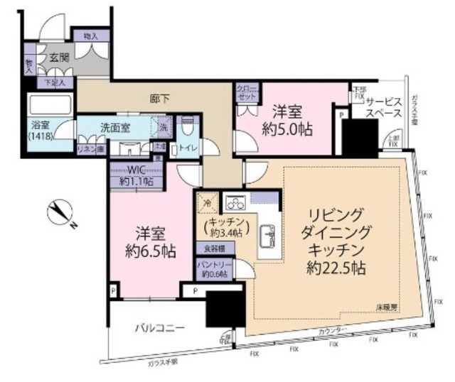 パークタワー勝どきミッド 9階 間取り図