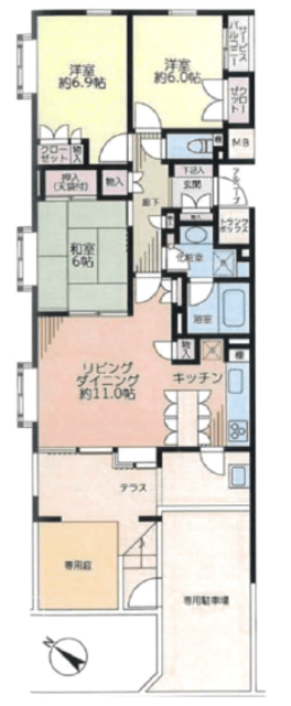 ダイアパレス田園調布東 1階 間取り図