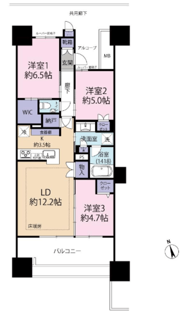 プラウドシティ日吉レジデンス3 18階 間取り図