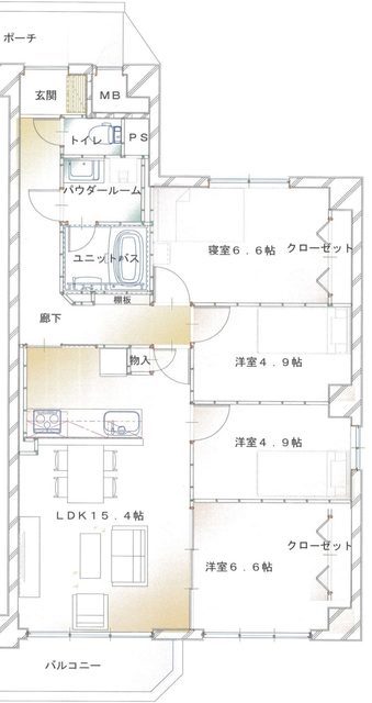 マイキャッスル宮崎台ヒルズ 4階 間取り図