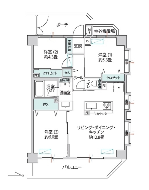 ネクステージ三鷹 3階 間取り図