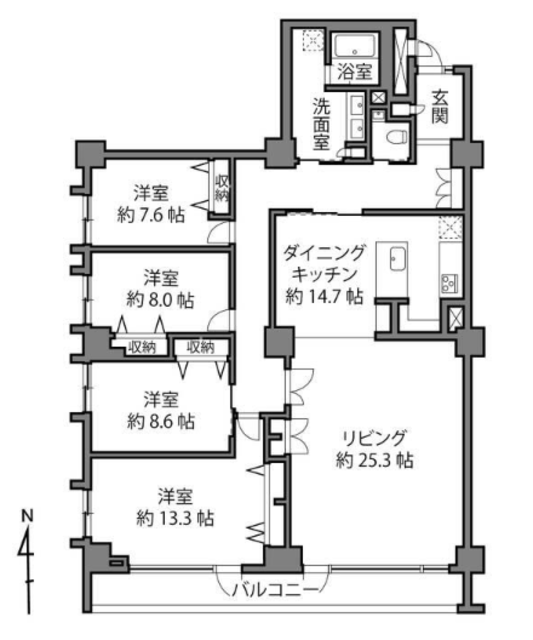 日商岩井音羽マンション 4階 間取り図