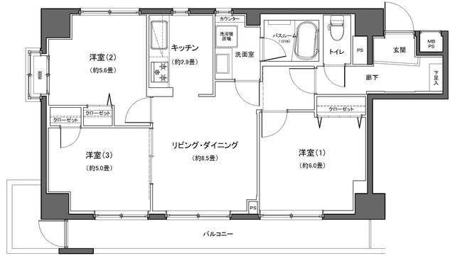 ニックハイム二子玉川園 7階 間取り図