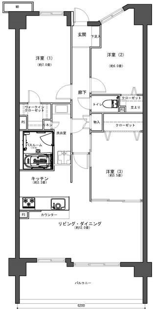 サンマンションアトレ港北綱島 2階 間取り図