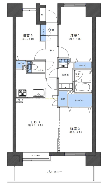 イーストパークス大島ノーザンスクエア 8階 間取り図