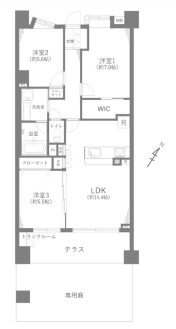 ライフレビュー等々力緑地公園 1階 間取り図