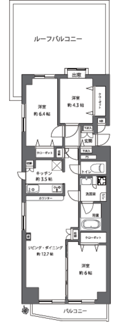 グランドメゾン入谷 6階 間取り図