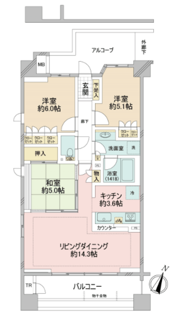 オーベル久が原 3階 間取り図