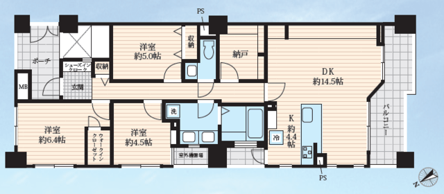 瀬田シティハウス 4階 間取り図