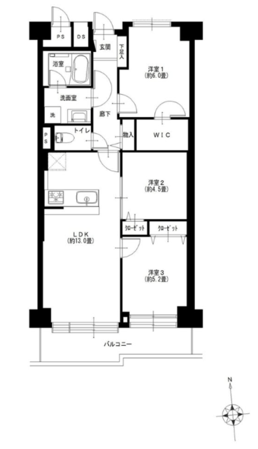 フジタ関口マンション 6階 間取り図