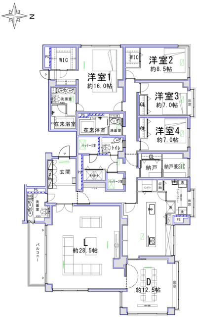 サンリーノ市谷砂土原町 2階 間取り図